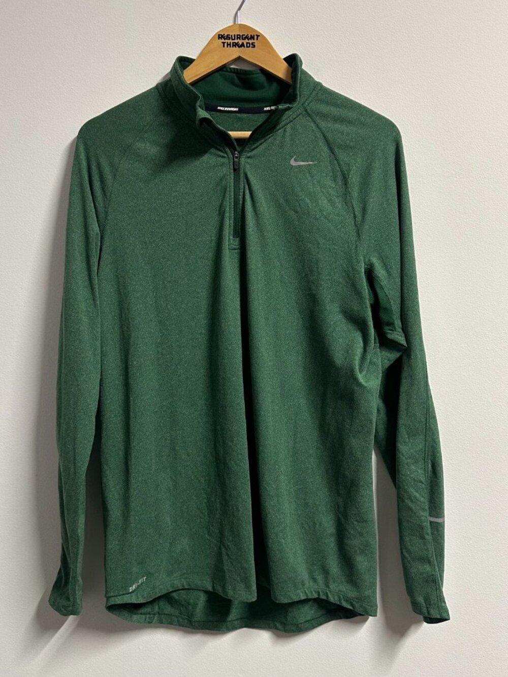 Nike Dri-Fit Runnings Green 1/4 Quarter Zip Long Sleeve Shirt